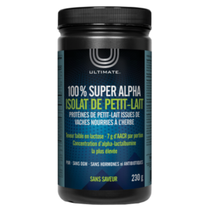 Poudre non aromatisée à 100 % d'isolat de lactosérum à haute teneur en alpha